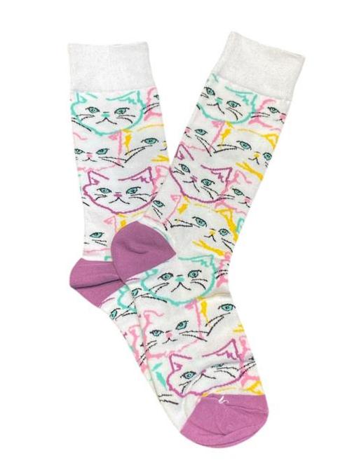 Calcetines Largos de Siluetas de Caras de Gatos