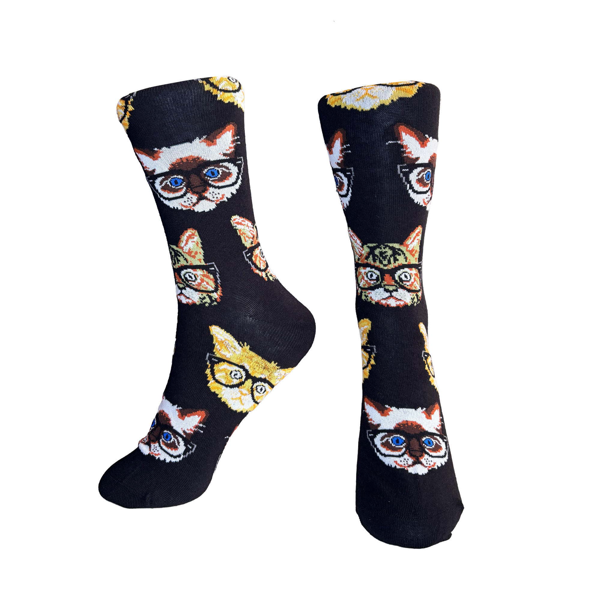 Calcetines Largos de Gatos con Lentes