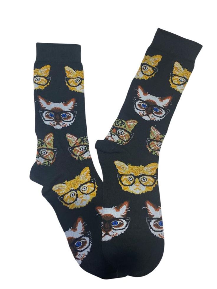 Calcetines Largos de Gatos con Lentes